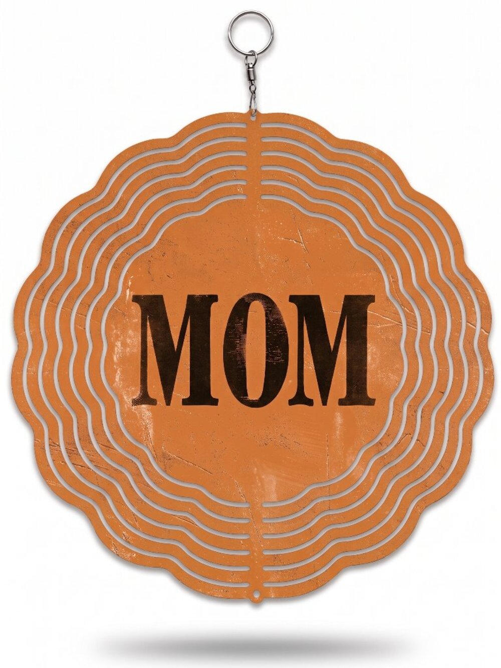 10" Bold MOM Tribute Kinetic Wind Spinner - Orange Metal Hanging Yard Decor